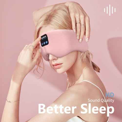 Weighted Eye Masks Bluetooth Sleep Mask Headphones Silk Wireless Bluetooth Headband for Side Sleepers Blackout for Airplane Travel Men Women Pink