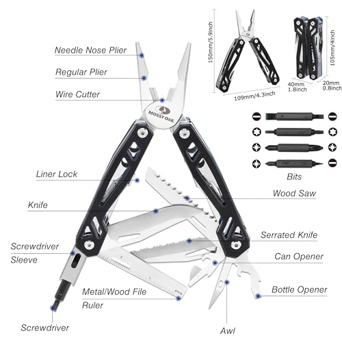 Multitool, 21-in-1 Stainless Steel Pocket Knife with G10 Handle, Screwdriver Sleeve, Self-locking Pliers with Sheath-Perfect for Outdoor, Survival, Camping, Hiking, Simple Repair