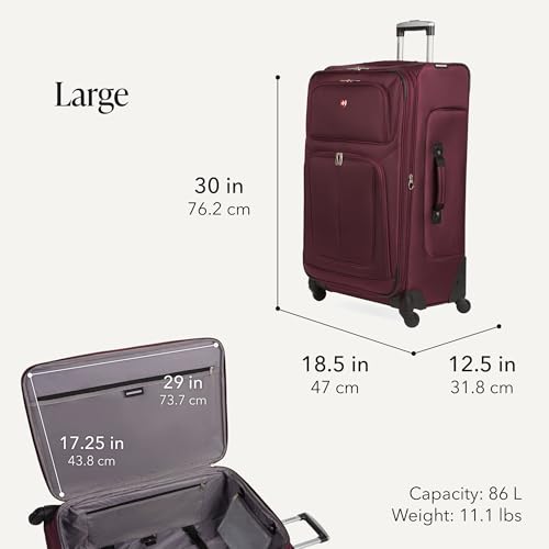 Sion Softside Expandable Spinner Luggage Durable Lightweight Travel Suitcase (2 Count)