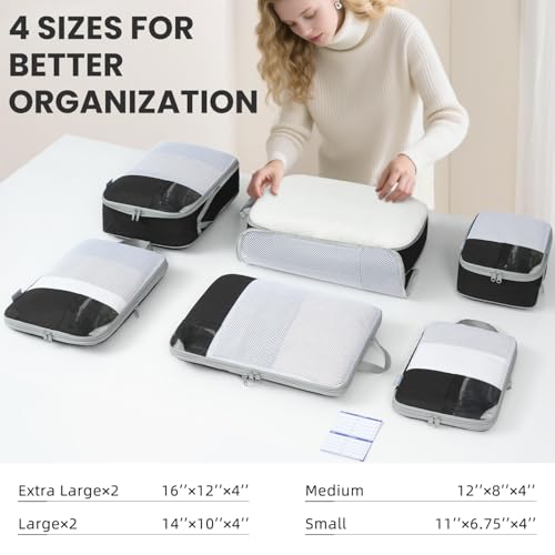 Compression Packing Cubes for Travel (6 Count)