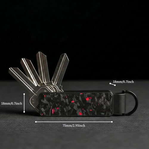 Metallic Aluminum Red Forge Carbon Fiber Key Organizer holder