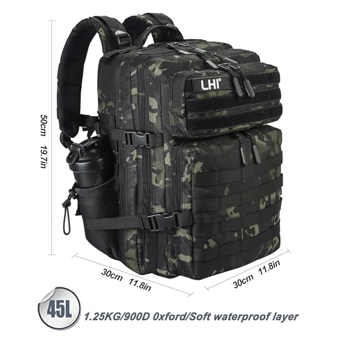 Military Tactical Backpack for Men and Women 45L Army 3 Days Assault Pack Bag Large Rucksack with Molle System Olive Green