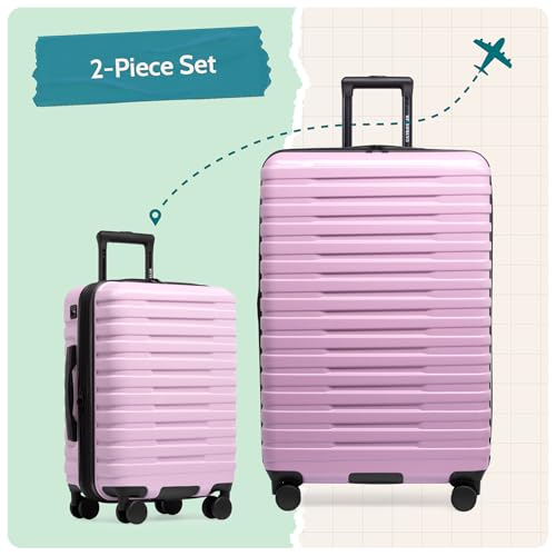 Boren Expandable Hardside Rugged Travel Luggage with 8 Spinner Wheels (2 Piece)