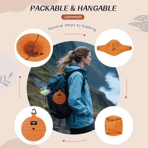 Waterproof Bucket Hats for Woman UPF 50+ Sun Hat Orange