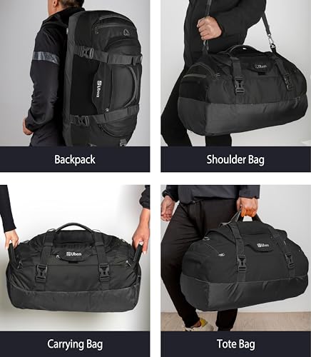 Convertible Duffel Backpack Multi Size Large Weekender Bag Black 80L
