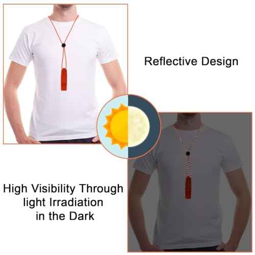 6PCS Safety Survival Whistles with Adjustable Reflective Lanyard