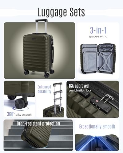 Luggage Sets 3 Pcs Suitcase with Wheels