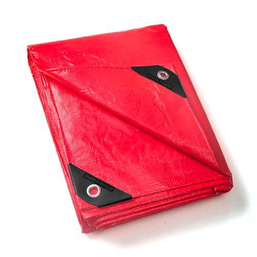 Red Tarp 16x20 Feet Tarps High Visibility Outdoor Poly Cover Lightweight 6mil (320 Sq Ft)