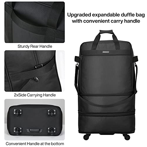 Suitcases with Wheels Expandable Foldable Luggage Bag Suitcase Collapsible Rolling Travel Bag Duffel Bag for Men Women Lightweight Suitcases without Telescoping Handle