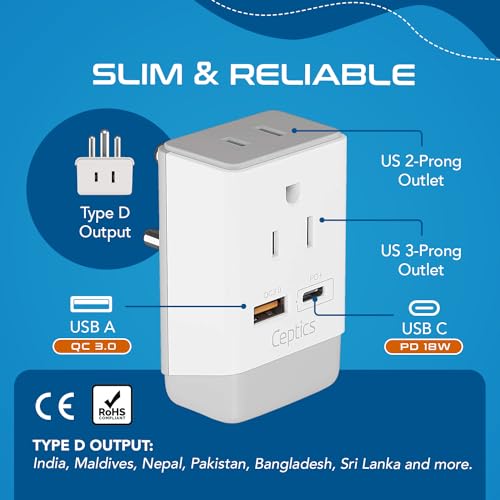 US to India Plug Adapter