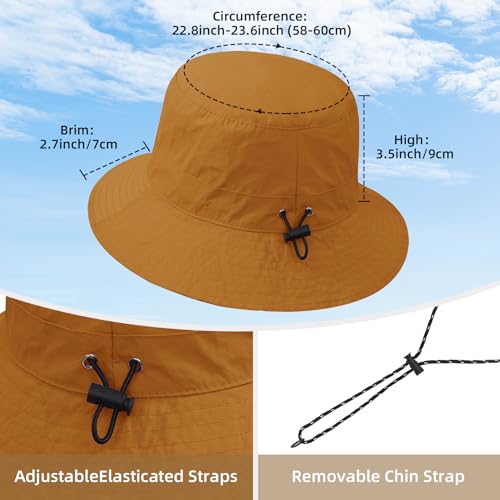 Waterproof Bucket Hats for Woman UPF 50+ Sun Hat Dark Mustard