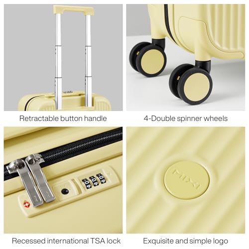 Underseat Carry on Luggage 16 Inch Hardshell PC Suitcase with Spinner Wheels TSA Lock for Travel