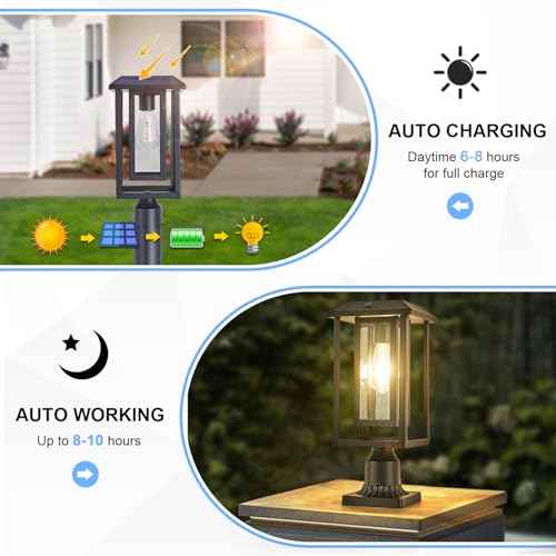 Solar Lamp Post Lights for Outdoor with Pier Mount Base