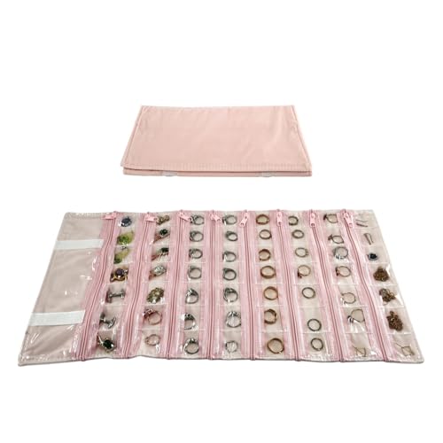 Travel Jewelry Roll Bag Portable Organizer Pouch With Grids&PVC Cover Storage Bags for Necklace