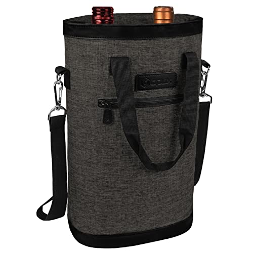 Two Bottle Wine Bag Carrier Insulated Leakproof 2 Wine Cooler Charcoal