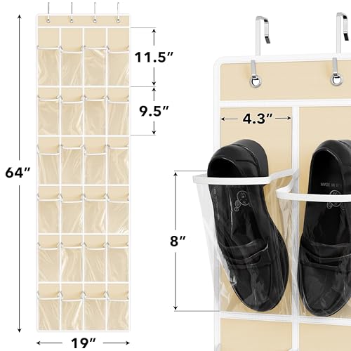 24 Pockets Clear Over the Door Shoe Organizer