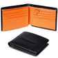 Wallet for Men RFID Blocking Genuine Leather Mens Wallets Bifold with 1 ID Window 15 Card Slots black stripe orange