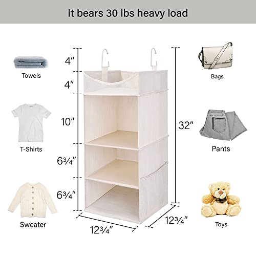 3 Shelf Hanging Closet Organizer with Half Compartment