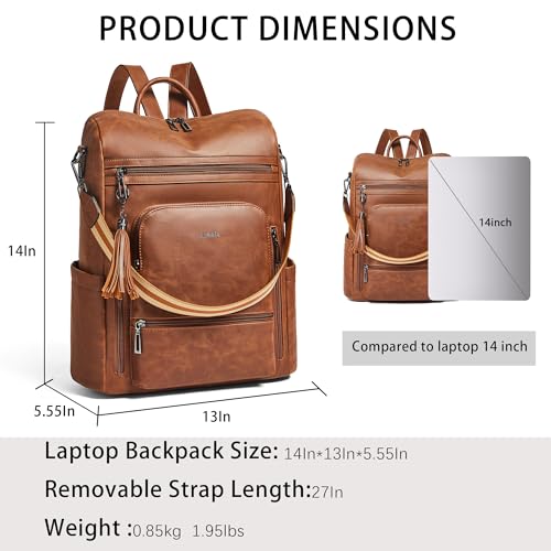Vegan Leather Laptop Backpack for Women 15.6 inch Work Backpack Fashion Travel Backpack Purse for Business College