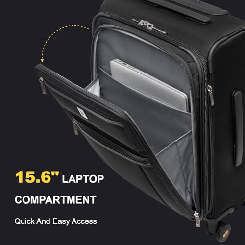 Carry On Luggage Airline Approved with Compartment Expandable Black