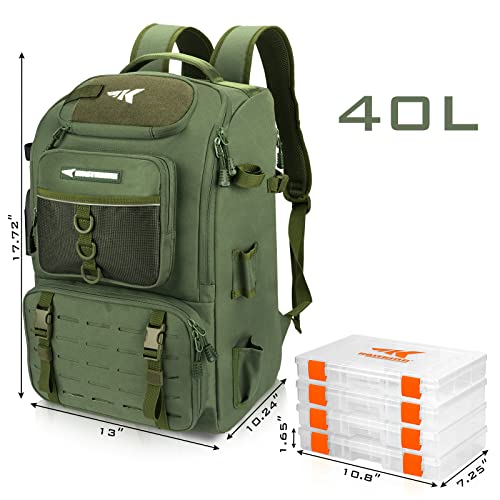 KarryAll Fishing Backpack with Rod Holder 4 Tackle Boxes