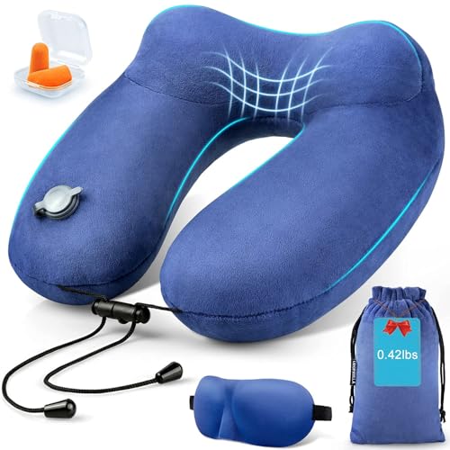 Inflatable Travel Neck Pillow for Airplanes