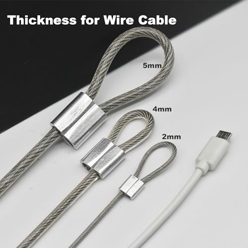 5 Pcs 5mm Wire 24 inch Vinyl Coated Stainless Steel Cable with Loops Short Wire Rope Lanyard Lock Security Chain Link for Outdoor Gates (5 Count)