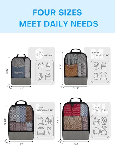 4 PCS Set Compression Packing Cubes for Travel