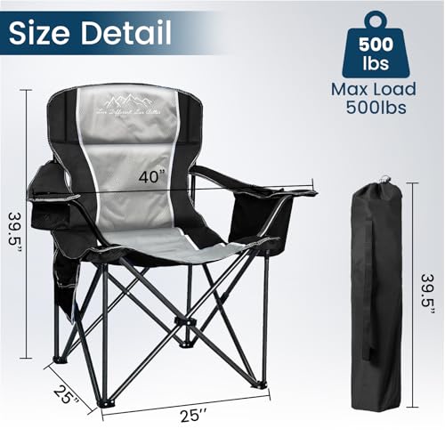 Oversized Camping Chair 500lbs Capacity for Big and Tall