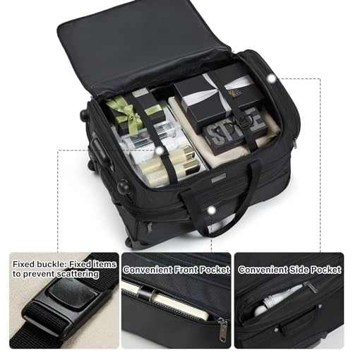 Large Expandable checked Luggage Suitcases with Wheels Foldable Duffle Bag for Travel suitcase for Women Men Garment Bag（Black）