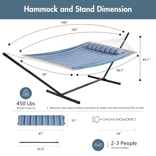 Double Hammock with 12FT Stand Included
