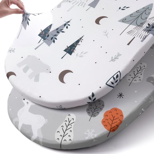 Stretch Fitted Bassinet Sheet Set BROLEX 2 Pack Cradle Sheets for Bassinet Pad (2 Count)