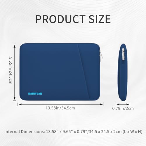 RAINYEAR 13.3 Inch Laptop Sleeve Padded Case Cover with Pocket