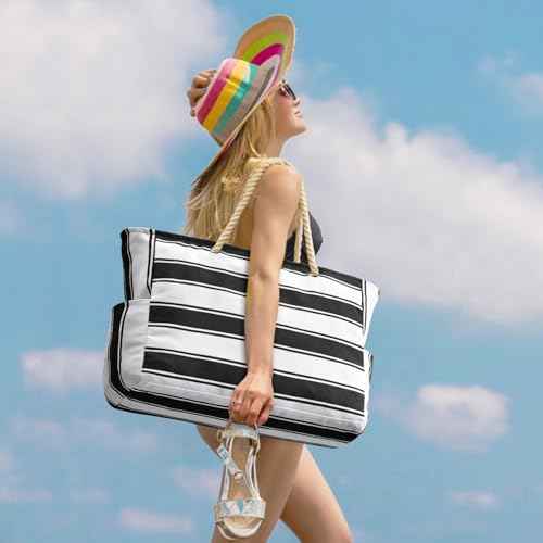 Beach Bags for Women Large Waterproof Beach Tote Bag Zipper Waterproof Sandproof Swim Pool Bag