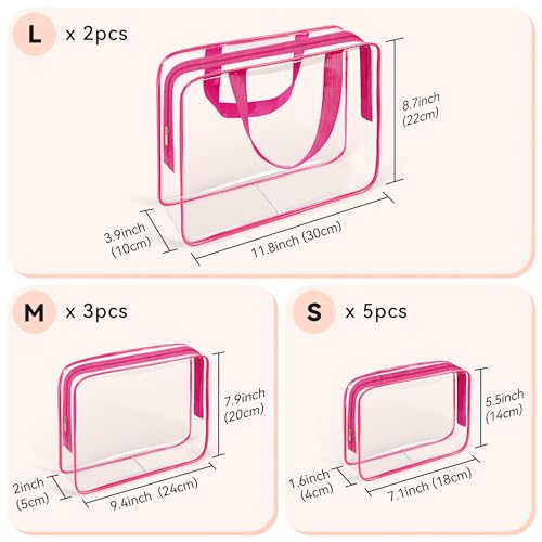 10 PCS Clear Travel Bags for Toiletries (10 Count)