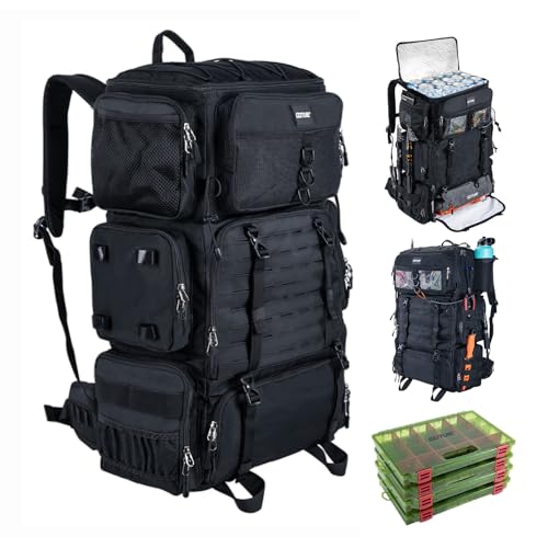 72L Fishing Tackle Backpack with Cooler & 4 3700 Tackle Boxes