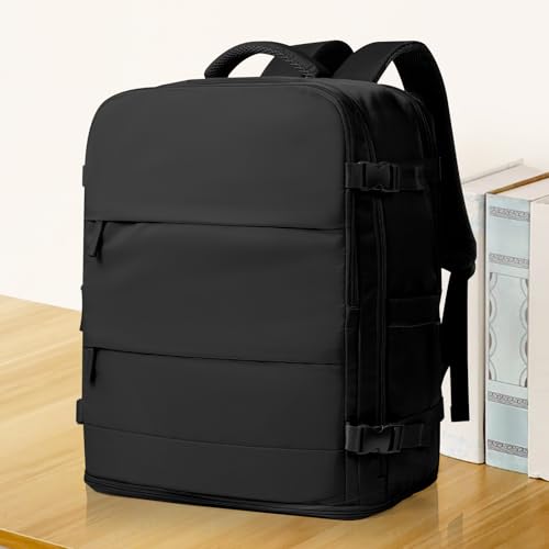 Large Travel Backpack Carry On for Women Man Black Waterproof Gym Backpacks with Laptop Compartment Mochila de Viaje Teacher Personal Item Backpack Rucksack Airplane Accessories Must Haves