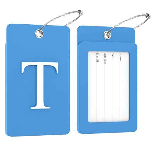2 Pack Initial Luggage Tags for Suitcases Airplane Travel Essentials (2 Count)