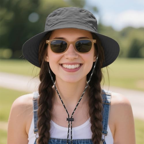 Waterproof Bucket Hats for Woman UPF 50+ Sun Hat UV Protection Packable Rain Hats for Women Lightweight Hiking Hat Gray One Size