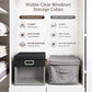 11x11 Inch Ultra Thick Fabric Storage Bins with Lids & Windows (3 Count)