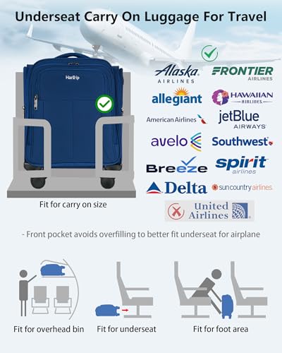 16 Inch Underseat Small Carry On Luggage with Spinner Wheels