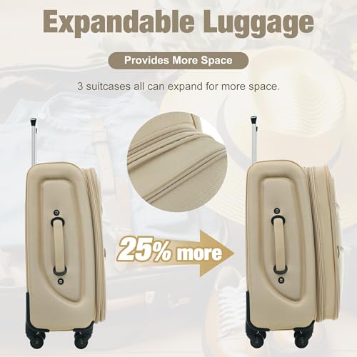 Softside Luggage Set Lightweight 3 Piece Suitcase with Duffel Bag (3 Count)
