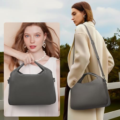 Genuine Leather Purses for Women with Detachable Satchel Strap