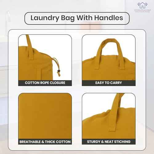 LFH Home Large Premium Cotton Rich Canvas Laundry Bag with Drawstring and Handles Heavy Duty (6 Count)