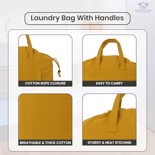 LFH Home Cotton Rich Canvas Large Laundry Bag with Handle