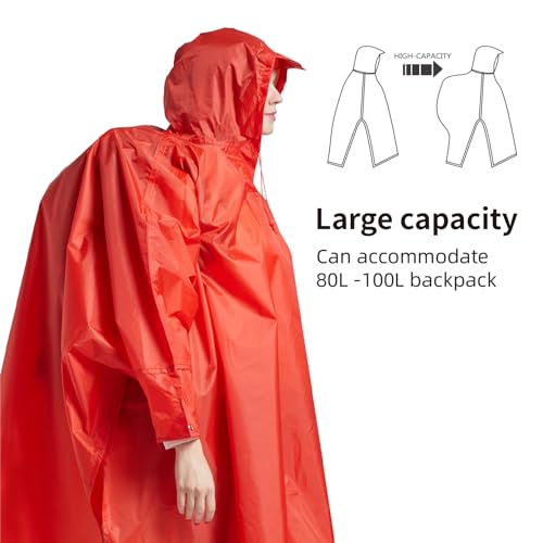 Hooded Rain Poncho for Adult with Pocket Waterproof Lightweight Unisex Raincoat for Hiking Camping Emergency