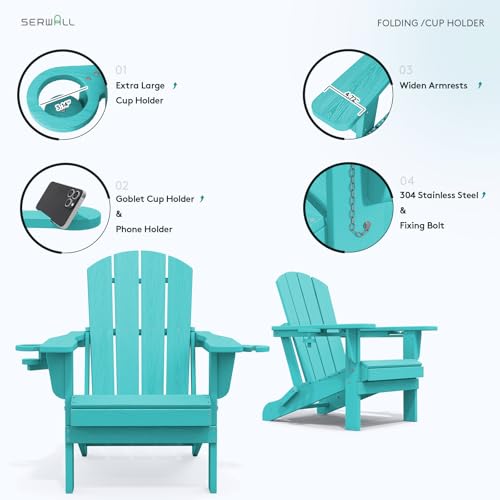 Outdoor Adirondack Chairs with 2 Cup Holders