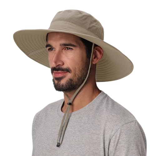 UPF50+ Mens Sun Hat Wide Brim Fishing Hat Foldable Large Brim UV Protection Sun Hat for Men Women Beach Gardening