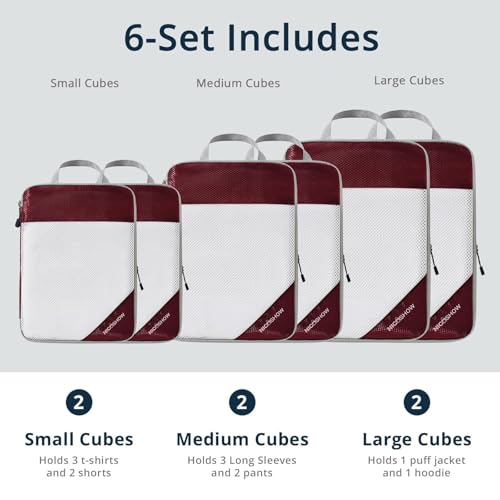 6 Set Compression Packing Cubes for Travel (6 Count)