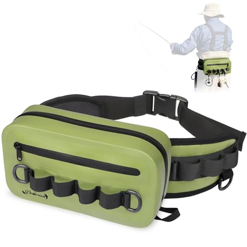 Waterproof Fishing Fanny Pack for Men 3.3L Fly Fishing Bag Chest Pack with Airtight Zipper Arme Green